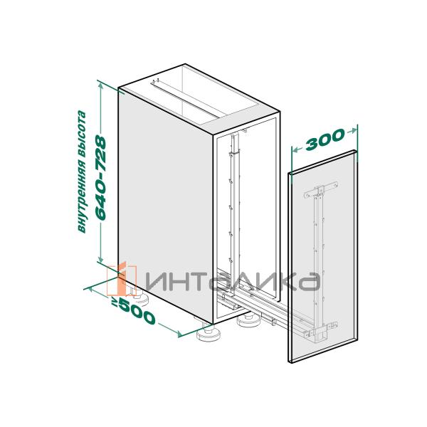 Выдвижной механизм KESSEBOHMER Dispensa Junior Youboxx 300, 1 полка Arena pure, набор Youboxx №5, с доводчиком на закрывание, Anti-slip, H640-728, антрацит – 5