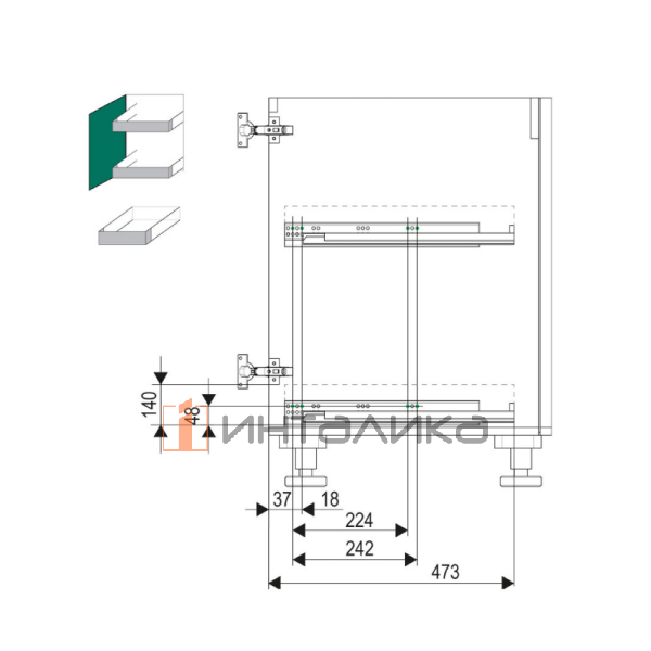Сушка выдвижная KESSEBOHMER Ф444 Дайнинг Агент 900, антрацит – 6