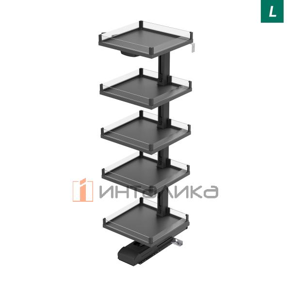 Выдвижной шкаф-колонна KESSEBOHMER Convoy Premio 600, 5 полок Arena vario, с доводчиком, полное выдвижение, Anti-slip, H2100-2199, левый, антрацит – 6