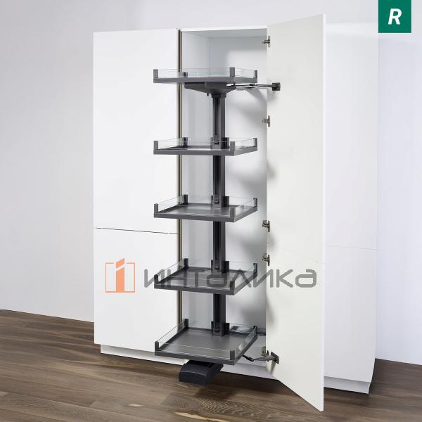 Выдвижной шкаф-колонна KESSEBOHMER Convoy Premio 600, 5 полок Arena vario, с доводчиком, полное выдвижение, Anti-slip, H2100-2199, правый, антрацит – 2