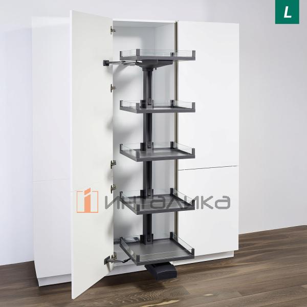 Выдвижной шкаф-колонна KESSEBOHMER Convoy Premio 600, 5 полок Arena vario, с доводчиком, полное выдвижение, Anti-slip, H1900-1999, левый, антрацит – 2