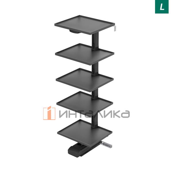 Выдвижной шкаф-колонна KESSEBOHMER Convoy Premio 600, 5 полок Arena select, с доводчиком, полное выдвижение, Anti-slip, H1900-1999, левый, антрацит – 3