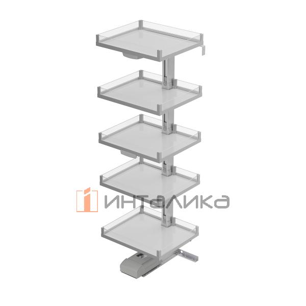 Выдвижной шкаф-колонна KESSEBOHMER Convoy Lavido 450, 5 полок Arena vario с доводчиком на открывание и закрывание, полное выдвижение, Anti-slip, H1900-1999, хром – 6