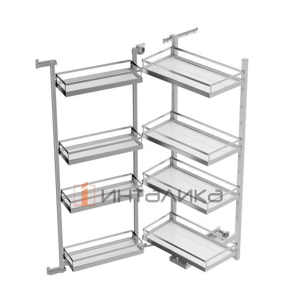 Распашной шкаф-колонна KESSEBOHMER Tandem II 500, 4 полки Arena style с доводчиком на закрывание, Anti-slip, H1100, G56, белый/хром – 3