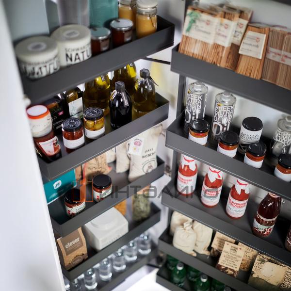 Распашной шкаф-колонна KESSEBOHMER Tandem II 500, 5 полок Arena pure с доводчиком на закрывание, Anti-slip, H1700, G70, антрацит – 8