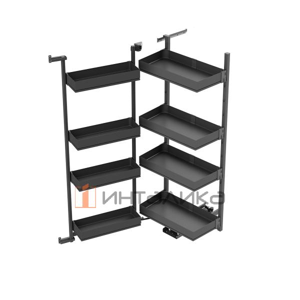 Распашной шкаф-колонна KESSEBOHMER Tandem II 600, 4 полки Arena pure с доводчиком на закрывание, Anti-slip, H1100, G56, антрацит – 3