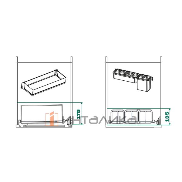 Распашной шкаф-колонна KESSEBOHMER Tandem II - YOU 600, 5 полок Arena pure, набор Youboxx №3, Anti-slip, H1700, антрацит – 4