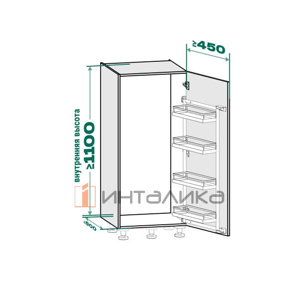 Распашной шкаф-колонна KESSEBOHMER Tandem Side 450, 4 полки Arena style, Anti-slip, H1100, G25, белый/хром – 4