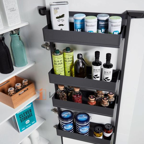 Распашной шкаф-колонна KESSEBOHMER Tandem Side 450, 4 полки Arena pure, Anti-slip, H1100, G25, антрацит – 3