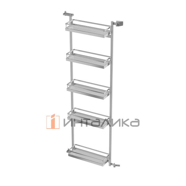 Распашной шкаф-колонна KESSEBOHMER Tandem Side 500, 5 полок Arena style, Anti-slip, H1700, G25, белый/хром – 3