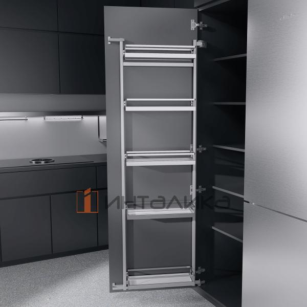 Распашной шкаф-колонна KESSEBOHMER Tandem Side 600, 5 полок Arena style, Anti-slip, H1700, G25, белый/хром – 2