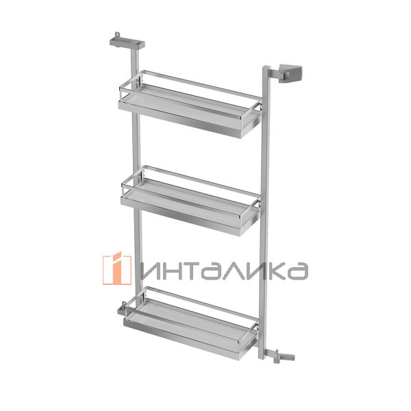 Распашной шкаф-колонна KESSEBOHMER Tandem Side 600, 3 полки Arena style, Anti-slip, H800, G25, белый/хром – 2