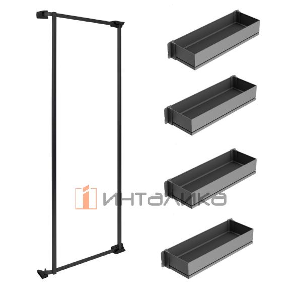 Распашной шкаф-колонна KESSEBOHMER Tandem Side 500, 4 полки Arena pure, Anti-slip, H1100, G25, антрацит – 4