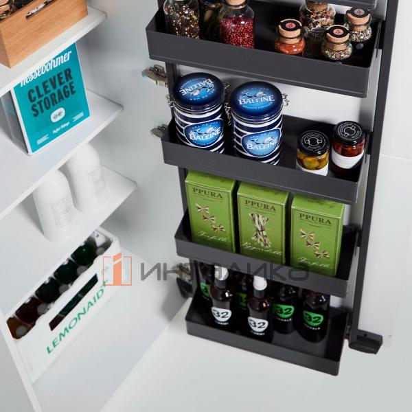 Распашной шкаф-колонна KESSEBOHMER Tandem Side 500, 4 полки Arena pure, Anti-slip, H1100, G25, антрацит – 2