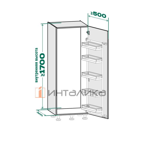 Распашной шкаф-колонна KESSEBOHMER Tandem Side 500, 5 полок Arena pure, Anti-slip, H1700, G25, антрацит – 6
