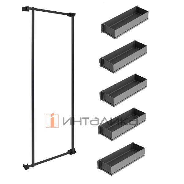 Распашной шкаф-колонна KESSEBOHMER Tandem Side 500, 5 полок Arena pure, Anti-slip, H1700, G25, антрацит – 4