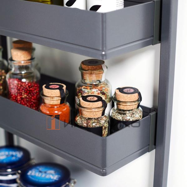 Распашной шкаф-колонна KESSEBOHMER Tandem Side 500, 2 полки Arena pure, Anti-slip, H600, G25, антрацит – 5