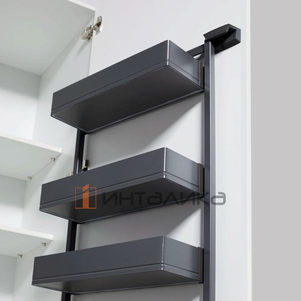 Распашной шкаф-колонна KESSEBOHMER Tandem Side 600, 5 полок Arena pure, Anti-slip, H1700, G25, антрацит – 8