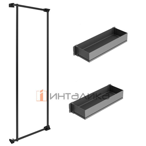 Распашной шкаф-колонна KESSEBOHMER Tandem Side 600, 2 полки Arena pure, Anti-slip, H600, G25, антрацит – 2