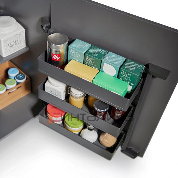 Распашной шкаф-колонна KESSEBOHMER Tandem Side 600, 3 полки Arena pure, Anti-slip, H800, G25, антрацит – 3