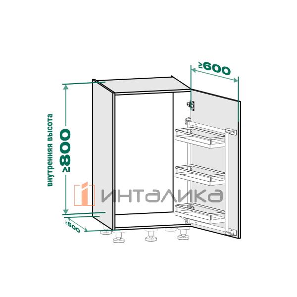 Распашной шкаф-колонна KESSEBOHMER Tandem Side 600, 3 полки Arena pure, Anti-slip, H800, G25, антрацит – 6