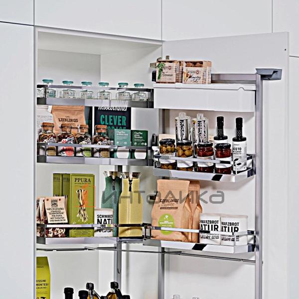 Распашной шкаф-колонна KESSEBOHMER Tandem II - YOU 600, 5 полок Arena style, Anti-slip, набор Youboxx №3, H1700, белый/хром – 2