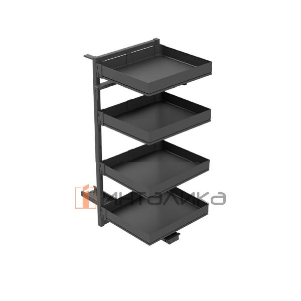 Распашной шкаф-колонна KESSEBOHMER Tandem Solo 600, 4 полки Arena pure с доводчиком на закрывание, Anti-slip, H1300, G100, антрацит – 4