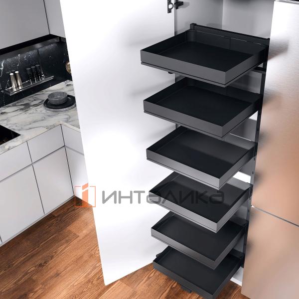 Распашной шкаф-колонна KESSEBOHMER Tandem Solo 600, 6 полок Arena pure с доводчиком на закрывание, Anti-slip, H1800, G100, антрацит – 3