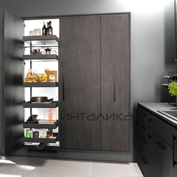 Распашной шкаф-колонна KESSEBOHMER Tandem Solo 600, 6 полок Arena pure с доводчиком на закрывание, Anti-slip, H1800, G100, антрацит – 4