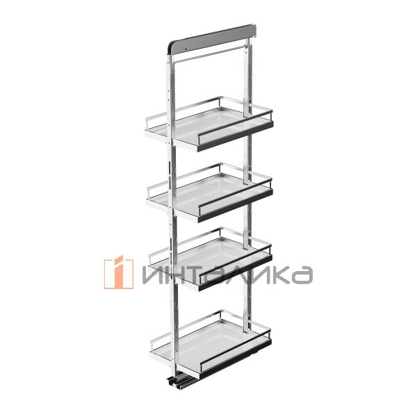 Выдвижной шкаф-колонна KESSEBOHMER Dispensa 150, 4 полки Arena style с доводчиком на закрывание, частичное выдвижение, Anti-slip, H1200-1600, G100, белый/хром – 4