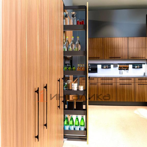 Выдвижной шкаф-колонна KESSEBOHMER Dispensa 150, 6 полок Arena pure с доводчиком на закрывание, частичное выдвижение, Anti-slip, H1900-2300, G100, антрацит – 2