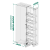Превью Выдвижной шкаф-колонна KESSEBOHMER Dispensa 400, 5 полок Arena style с доводчиком на закрывание, полное выдвижение, Anti-slip, H1600-2000, G100, белый/хром – 6