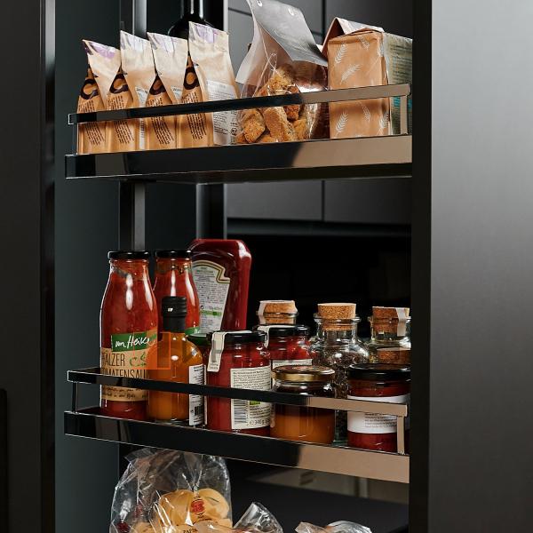 Выдвижной шкаф-колонна KESSEBOHMER Dispensa 400, 6 полок Arena style с доводчиком на закрывание, полное выдвижение, Anti-slip, H1900-2300, G100, белый/хром – 3