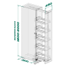 Превью Выдвижной шкаф-колонна KESSEBOHMER Dispensa 450, 5 полок Arena style с доводчиком на закрывание, полное выдвижение, Anti-slip, H1600-2000, G100, белый/хром – 6