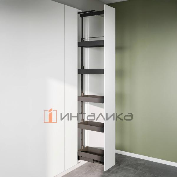 Выдвижной шкаф-колонна KESSEBOHMER Dispensa 300, 5 полок Arena pure с доводчиком на закрывание, полное выдвижение, Anti-slip, H1600-2000, G100, антрацит – 2