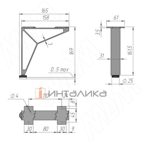 AIRONE Опора декоративная, черный матовый, 2шт – 4