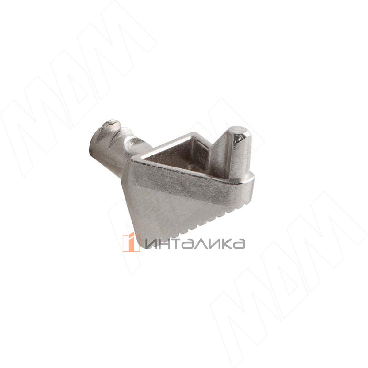 Полкодержатель для деревянных полок с фиксацией, никель