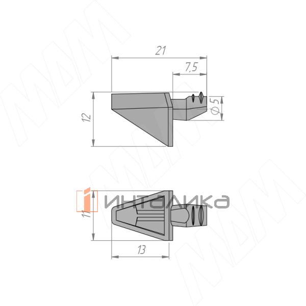 Полкодержатель для деревянных полок без фиксации, никель – 3