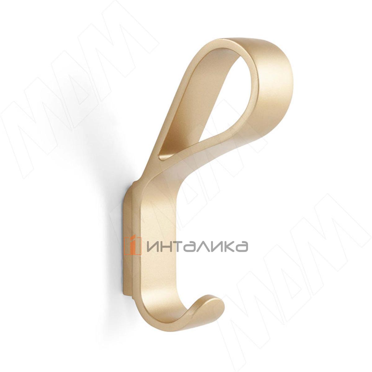 Крючок двухрожковый золото матовое