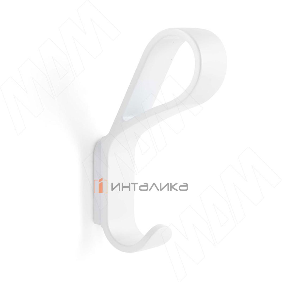 Крючок двухрожковый белый матовый