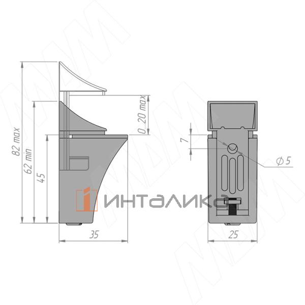 Менсолодержатель для деревянных и стеклянных полок 0-20 мм, хром матовый – 2