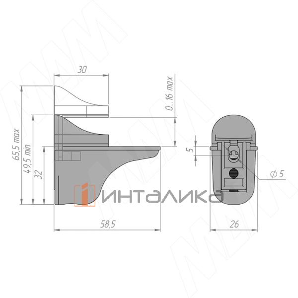 ПЕЛИКАН Менсолодержатель для деревянных и стеклянных полок 0-16 мм, никель матовый – 2