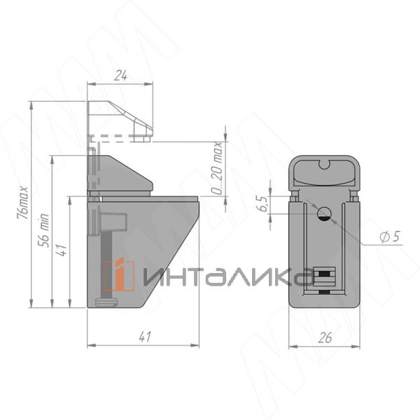 ПЕЛИКАН Менсолодержатель для деревянных и стеклянных полок 0-20 мм, хром – 2