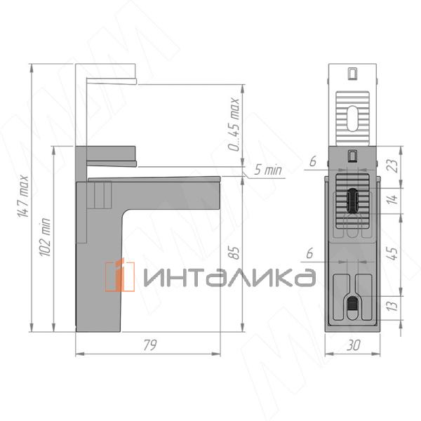 КВАДРО МАКСИ Менсолодержатель для деревянных и стеклянных полок 0-50 мм, хром – 3