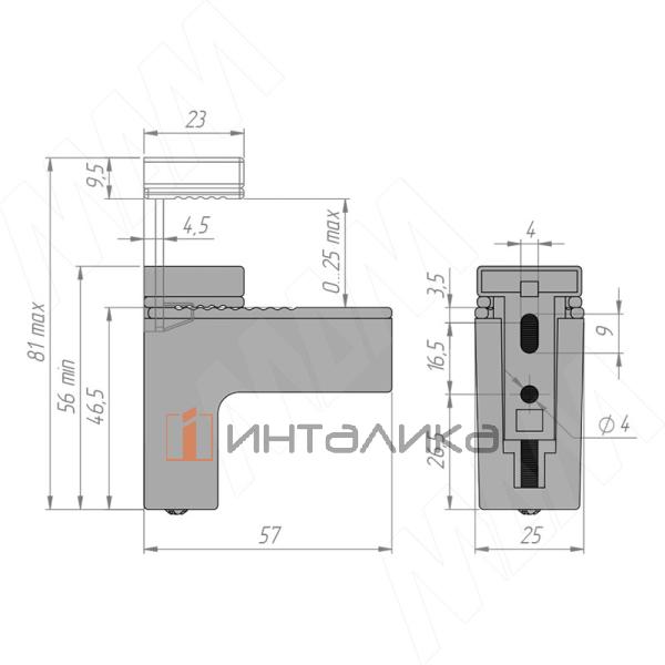 КВАДРО МИНИ Менсолодержатель для деревянных и стеклянных полок 0-25 мм, черный матовый – 2