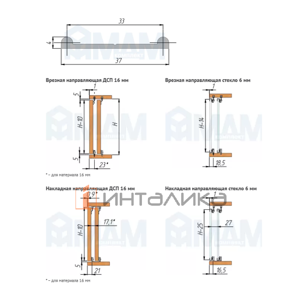 MiniCabinet Направляющая нижняя двойная, серебро, L-5500 – 2