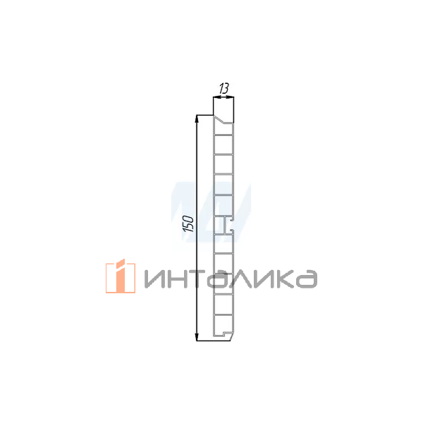 Цоколь пластиковый (высота 150, длина 4000 мм), алюминий 