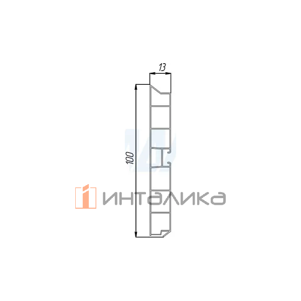 Цоколь пластиковый (высота 100, длина 4000 мм), алюминий 