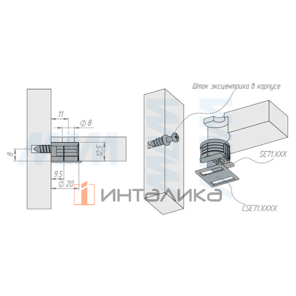 Эксцентрик в квадратном пластиковом корпусе 16 мм, черный никель – 4