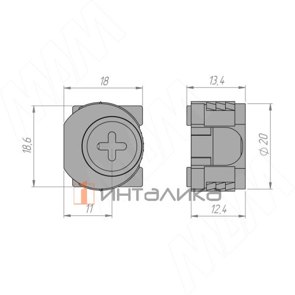 Эксцентрик в квадратном пластиковом корпусе 16 мм, черный никель – 3
